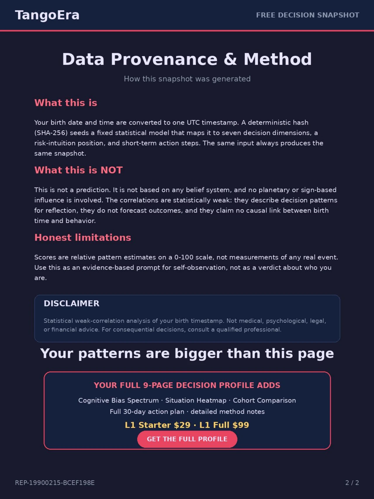 Sample page 2 - method and limitations